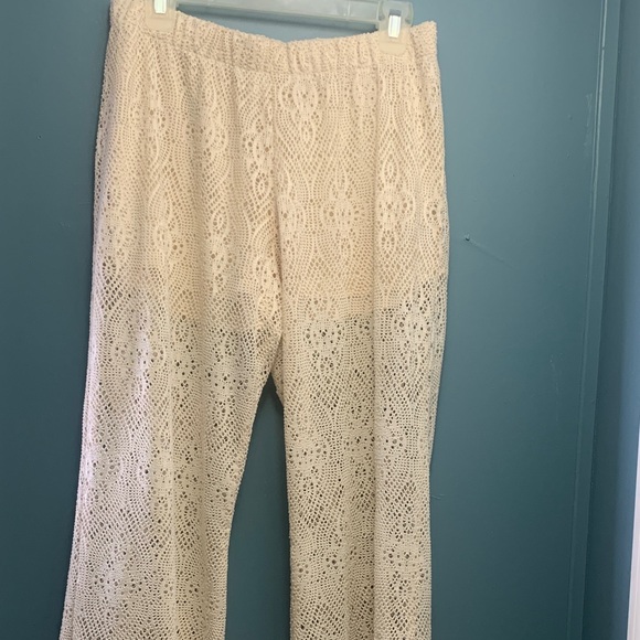 No Boundaries Denim - No Boundaries Cream Crochet Lace Wide-Leg Pants
